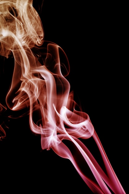 Photo wave and smoke of different colors on black background