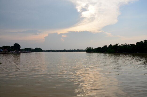 Wave in Tapee river at sunset time in Surat Thani Thailand