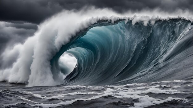 a wave that is about to be crashing into the ocean