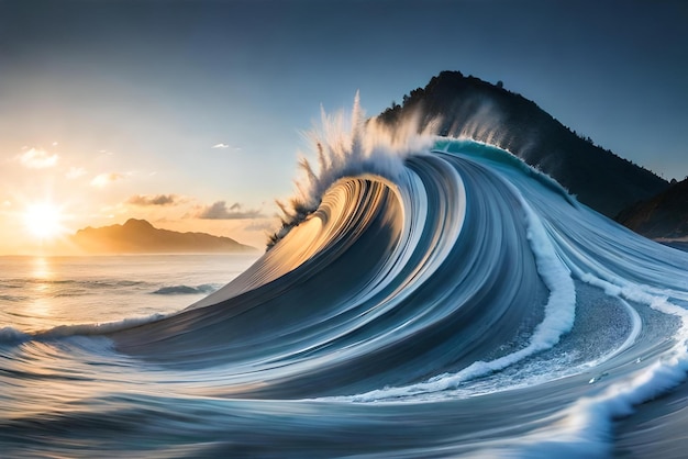 A wave that is about to crash into the ocean.