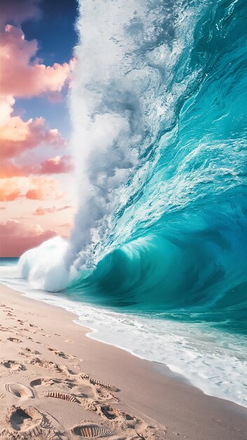 a wave that is crashing on a beach