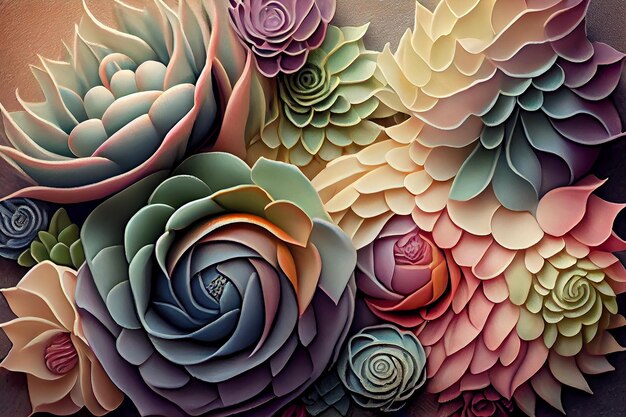 Wave van neon pastelkleurige bloemen in wave abstract