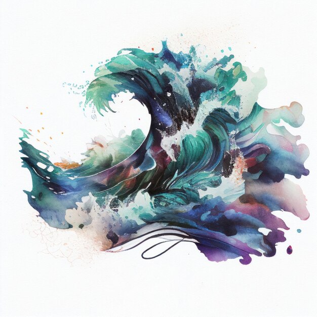 Wave in watercolor style by Generative AI