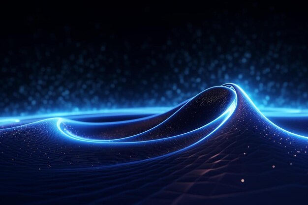 a wave with a blue background and stars in the background