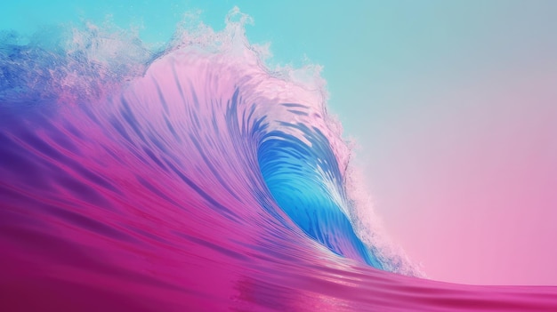 A wave with a pink and blue background