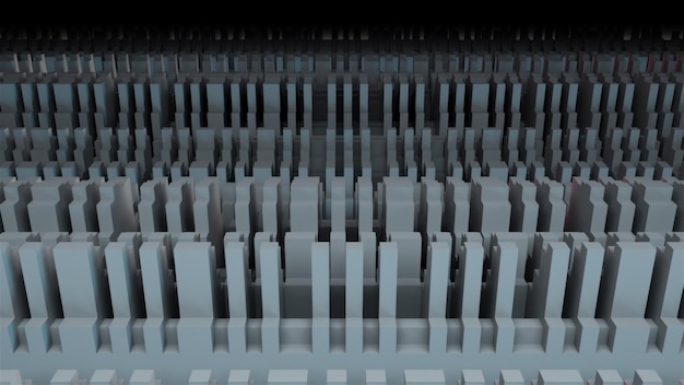 Waveform rows with long rectangles computer generated 3d rendering of abstract background