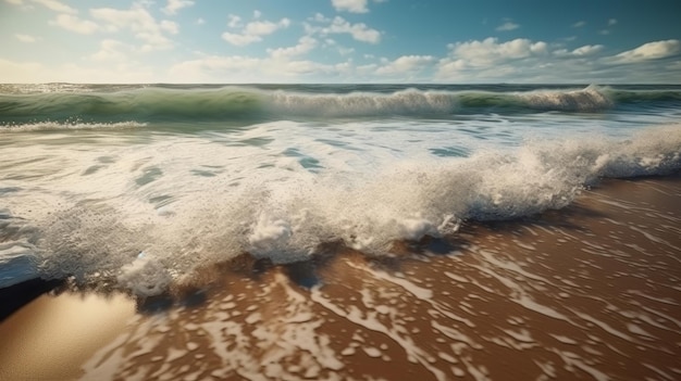 Waves on the beach as a background Generative ai