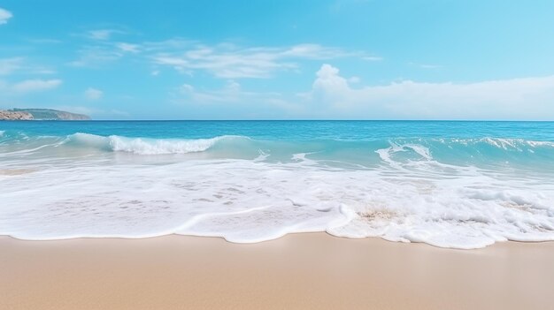 Foto ondate sulla spiaggia sfondo cielo limpido ia generativa