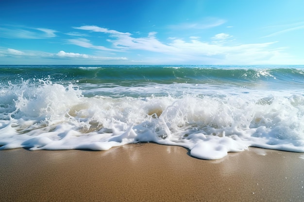 Waves on beach in summer