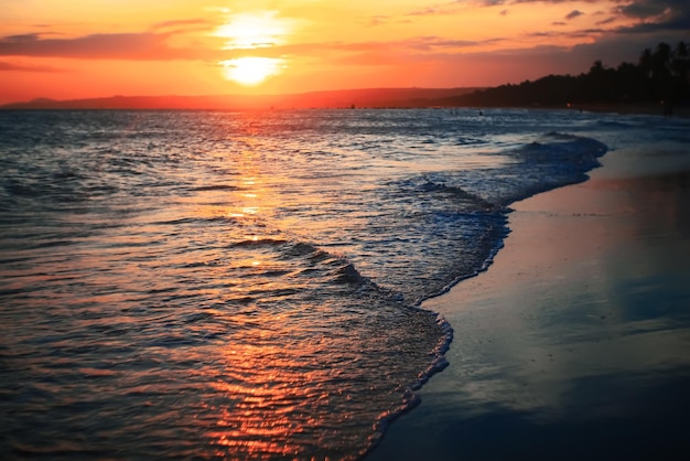 Waves on the beach in the tropics