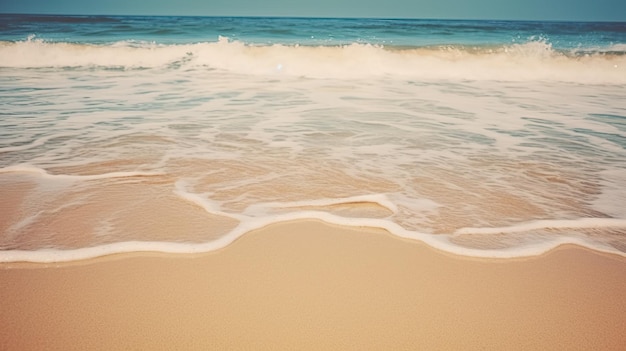 Waves on a beach with clear skies