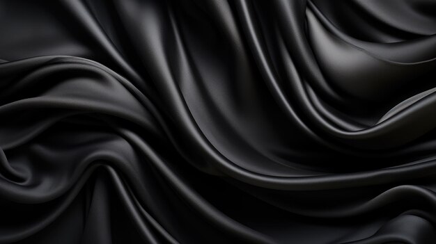 Waves of black satin fabric