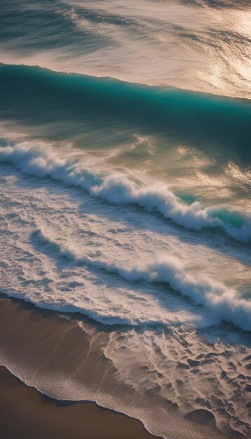 Waves breaking on the beach at sunset Tulum Mexico