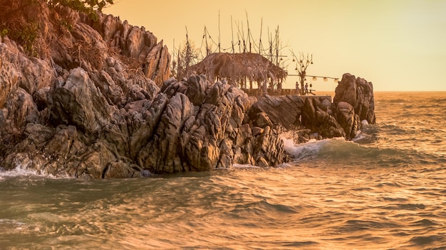 Waves by Magic Sunset View from Haad Son beach on Koh Phangan island Thailand