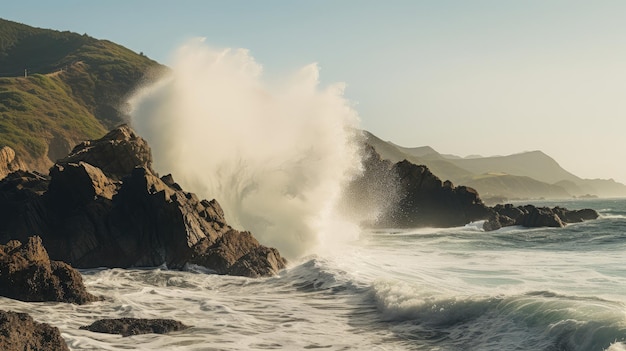 waves crashing on the coast