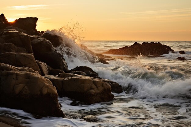 waves crashing on rocks