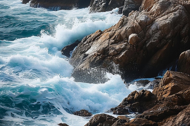 waves crashing on the rocks