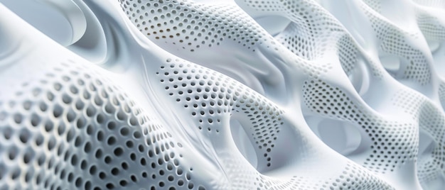 Waves of cyber data abstract texture background wavy white digital perforated surface Theme of network future secure connect tech technology