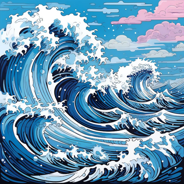 Waves in the ocean illustration of a sea wave