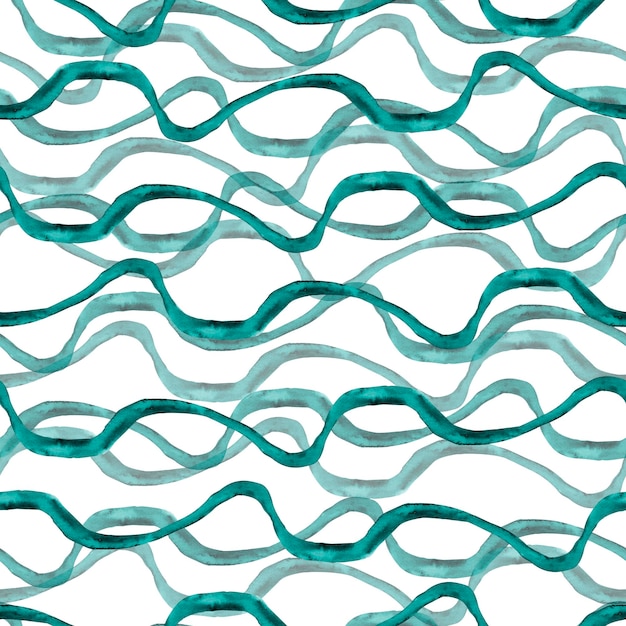 Photo waves in the ocean watercolor seamless pattern