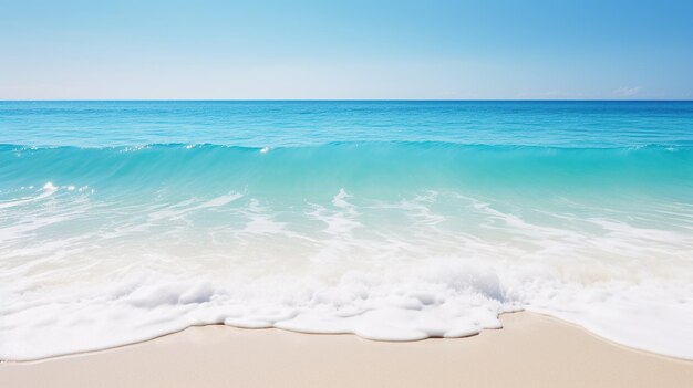 Фото Волны на пляже, чистое небо на заднем плане, генеративный ии.