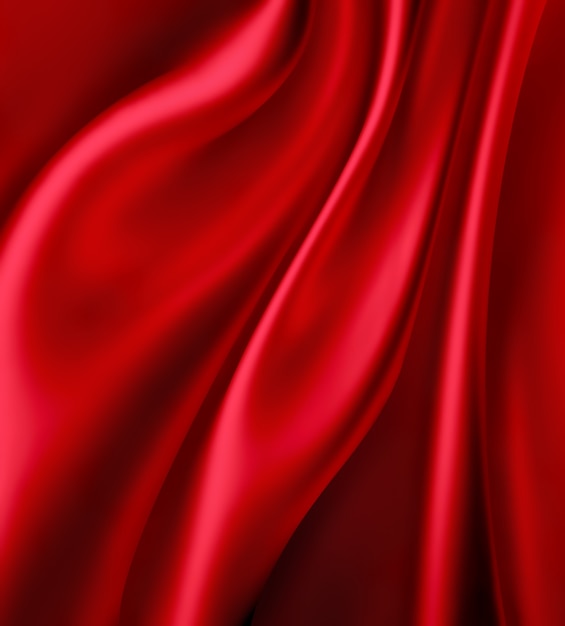 Photo waves of red silk as background