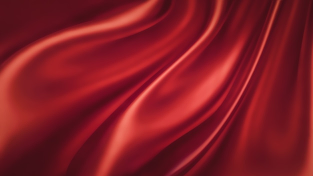 Waves of red silk as background