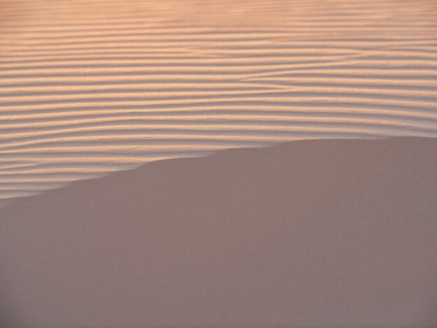 Waves of sand texture. Dunes of the desert. Beautiful structures of sandy barkhans.