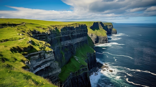 Waves sea cliffs landscape