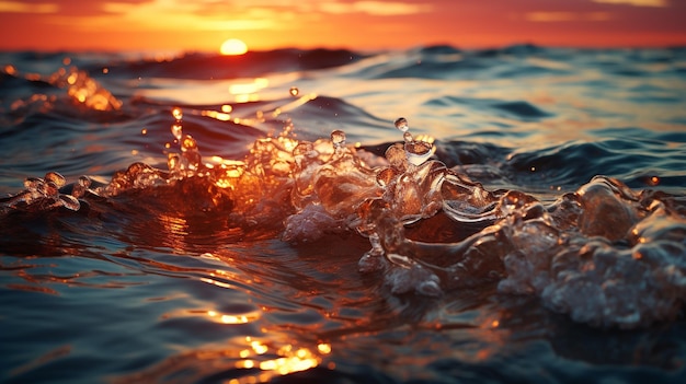 waves at sunset HD 8K wallpaper Stock Photographic Image