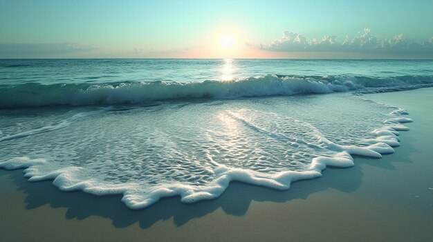 Photo waves washing ashore on a sandy beach ai generate illustration