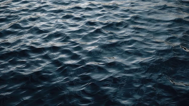 Waves on the water surface with a dark sky in the background