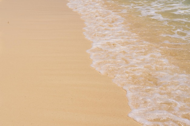 Waves with foam on the Caribbean coast in Mexico