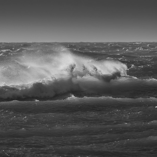 Waves with strong wind after a storm Patagonia Argentina