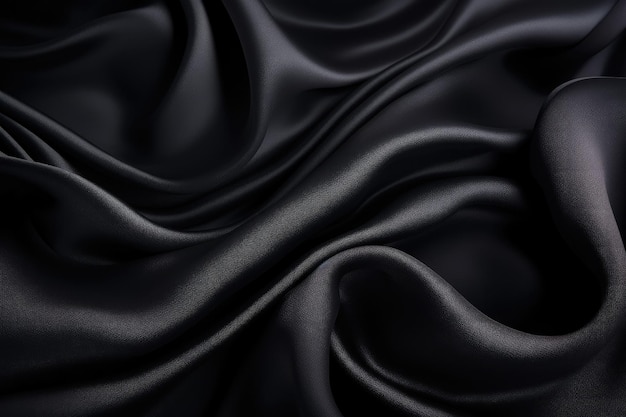 Premium AI Image | Waving Black Silk Fabric Background