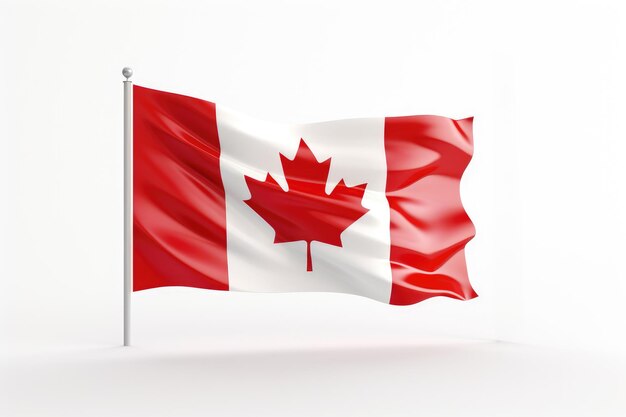 Waving Canadian flag isolated white background