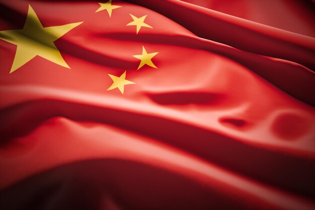 Waving chinese flag with interesting textures Waving of national china flag Flag of china banner