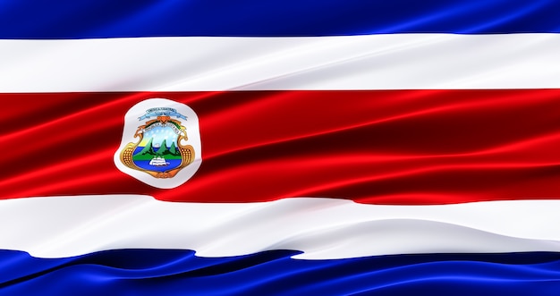 Photo waving fabric flag of costa rica, silk flag of costa rica, independence day,