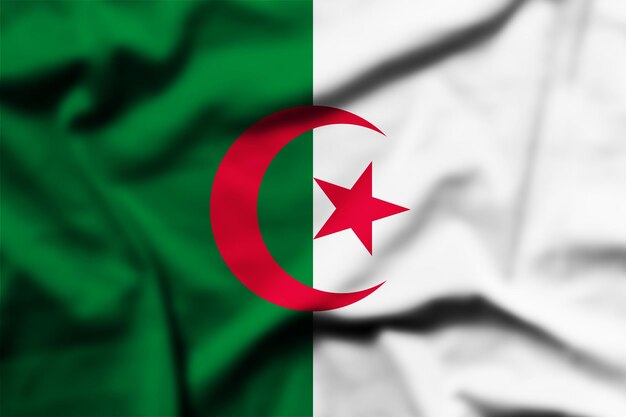 Waving flag of Algeria
