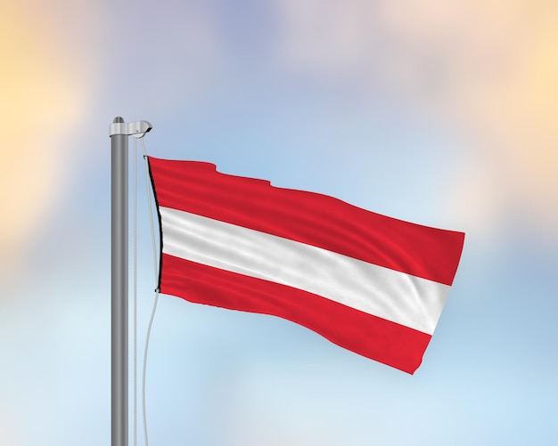 Waving flag of Austria on a flagpole