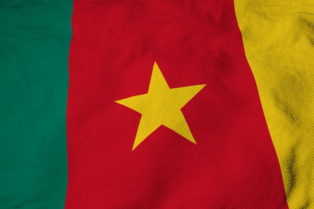 Waving flag of Cameroon in 3D rendering