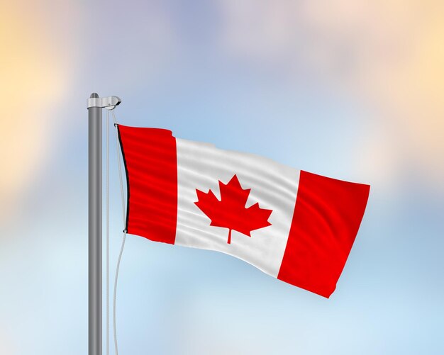 Waving flag of Canada on a flagpole