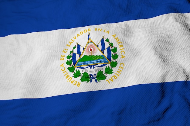 Waving Flag of El Salvador in 3D rendering