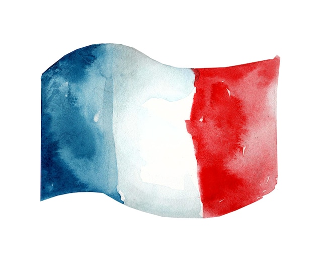 Photo waving flag of france watercolor illustration template banner background national holiday symbol illustration