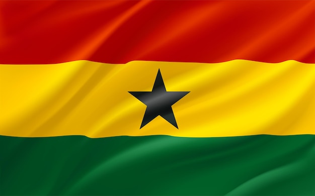 Waving flag of Ghana 3d vector banner