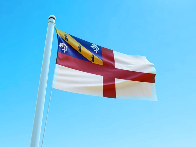 Waving Flag of Herm Stock Photo