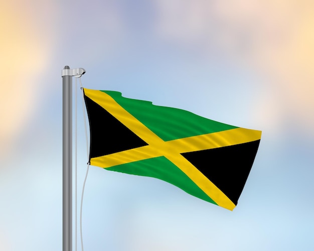 Waving flag of Jamaica on n a flagpole