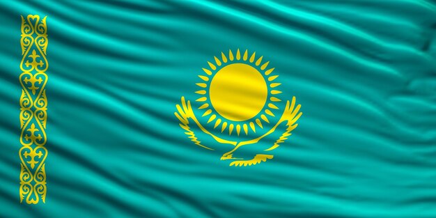 Photo waving flag of kazakhstan