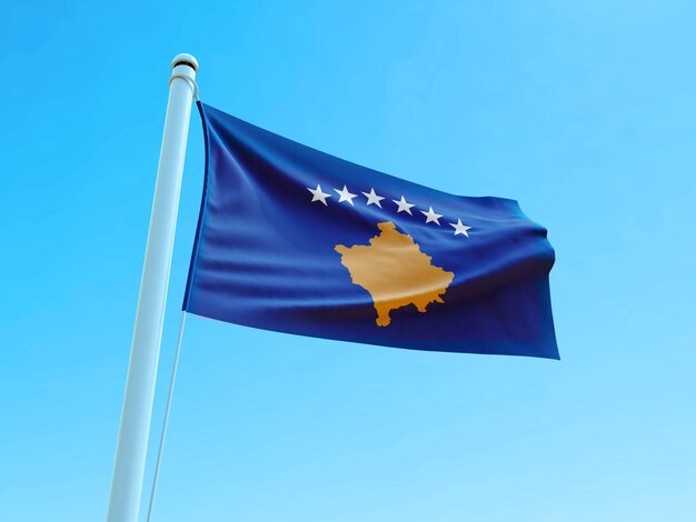 Waving flag of kosovo stock photo 3d render