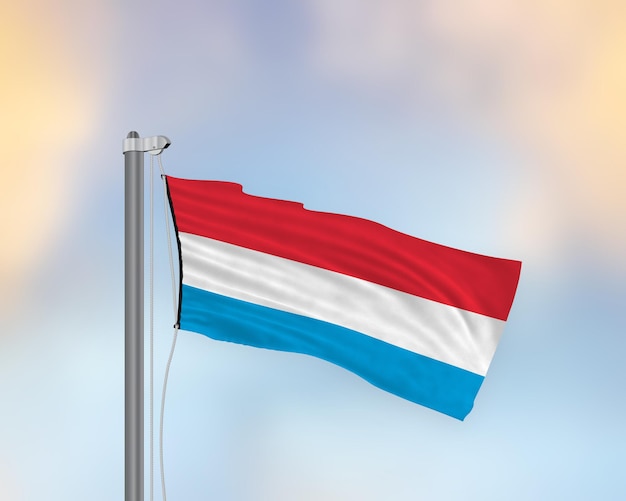 Waving flag of Luxembourg on a Flagpost